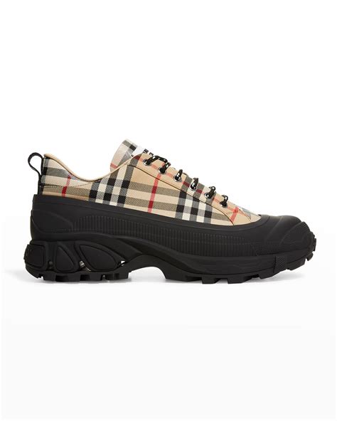 burberry vintage check cotton and nylon arthur sneakers|burberry arthur vintage check sneakers.